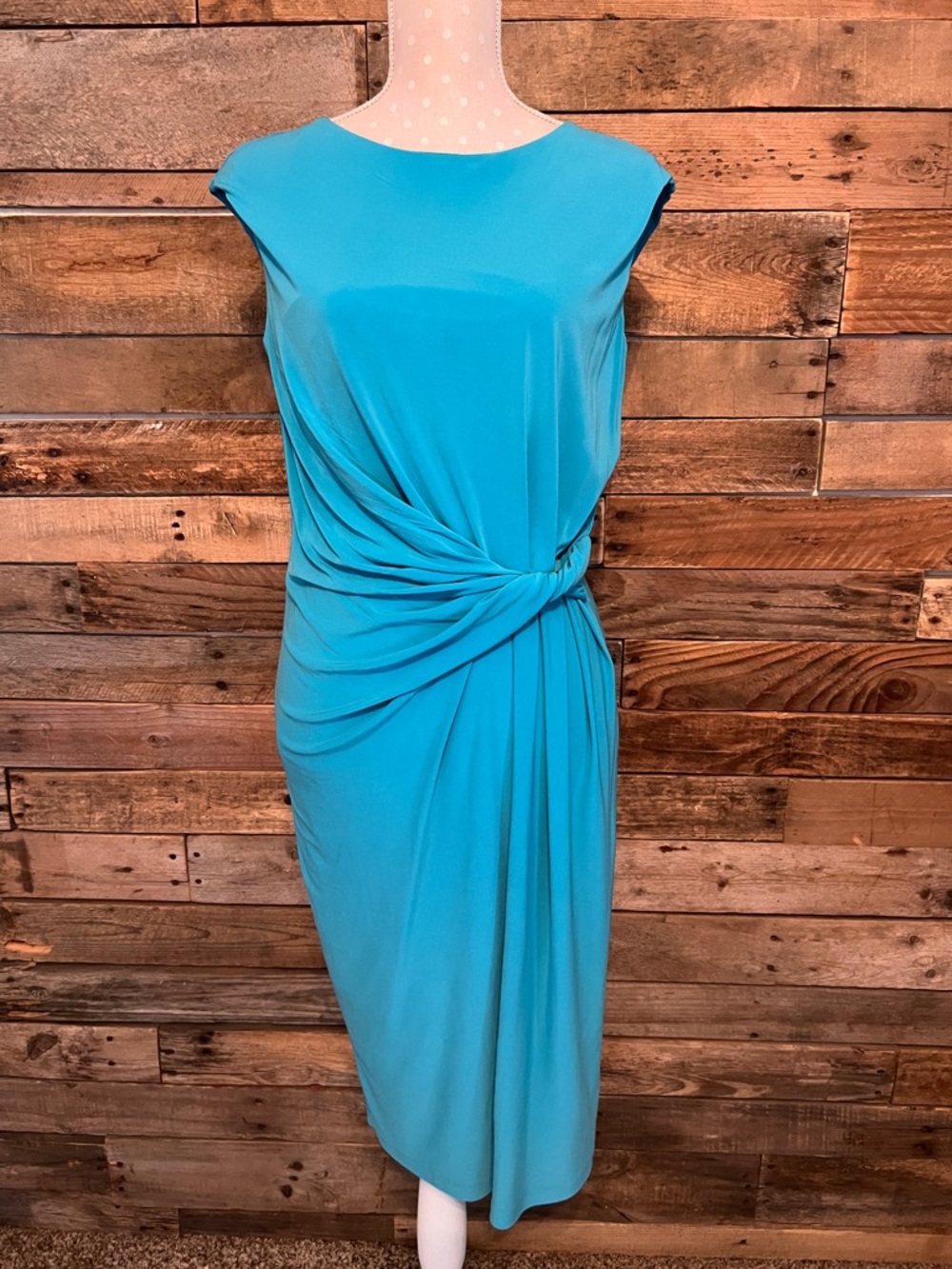 Cato Turquoise Knot-Detail Midi Dress